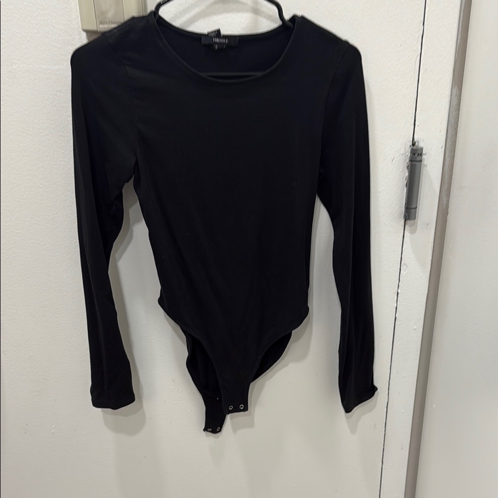 Forever 21 Black Fitted Long Sleeve Bodysuit
